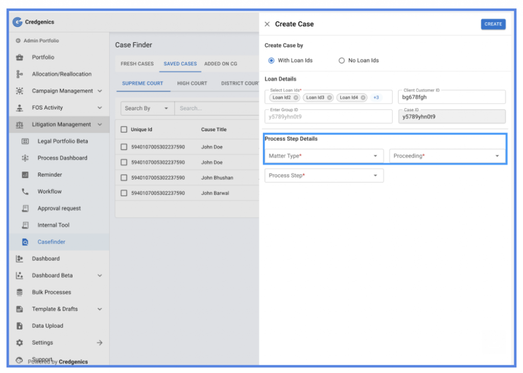 Case Finder: Simplifying Legal Case Management | Credgenics